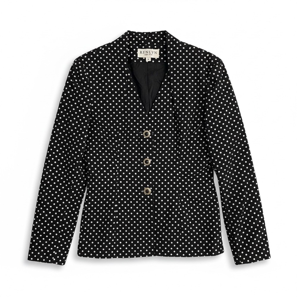 New‎ York Black White Polka Dot Blazer Jacket Size 6